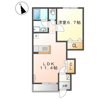グランペシュ【103号室】の間取り