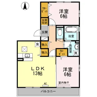 ルミエール手城 C棟【101号室】の間取り