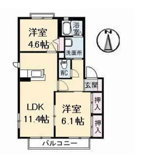 グリーンハウス平野 B棟【202号室】の間取り