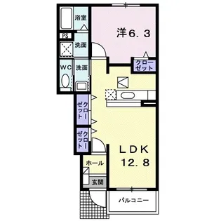 ソルレヴェンテB【102号室】の間取り