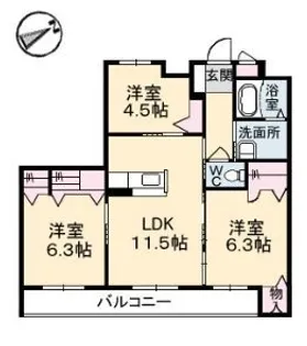 グランマスト多治米 B棟【202号室】の間取り