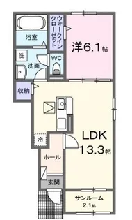 GRADOⅡC【102号室】の間取り