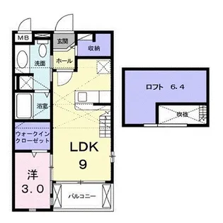 キャトルセゾン【201号室】の間取り