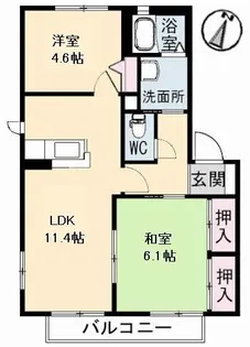 エンジェルハイツ A棟【102号室】の間取り