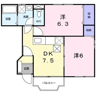 プラムガーデンC【102号室】の間取り
