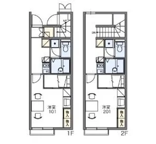 レオパレスまつおか【204号室】の間取り