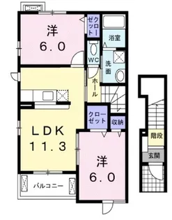 オリンポスC【201号室】の間取り