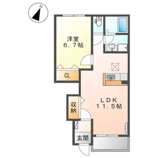 グランディア【105号室】の間取り