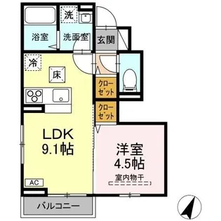 コーポ藤原Ⅵ【102号室】の間取り