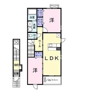 プレジールA【204号室】の間取り