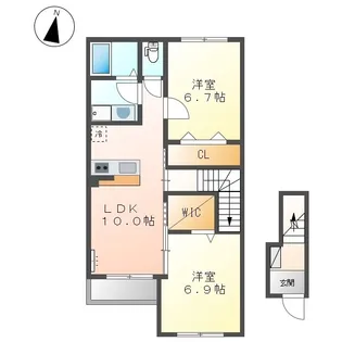 グリシーヌ【202号室】の間取り