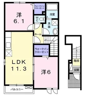 カルモβ【201号室】の間取り