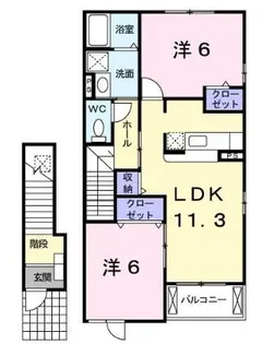 ハートヒルズ A【202号室】の間取り