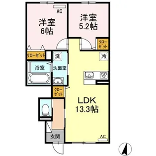 アロモントB【102号室】の間取り