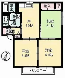 ディアス加藤 C棟【202号室】の間取り