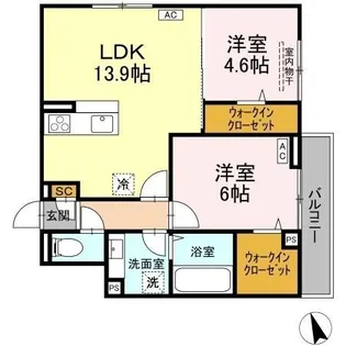 フレッチェ・ボスコⅧ【201号室】の間取り