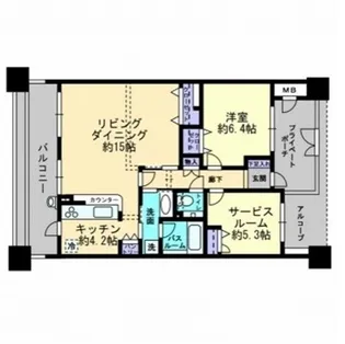 アーバンビュー緑町公園ツインタワー【1103号室】の間取り