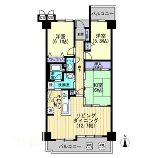 サーパス木之庄【211号室】の間取り