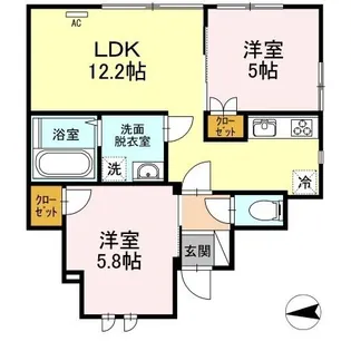 Arcadia(アルカディア) D棟【102号室】の間取り
