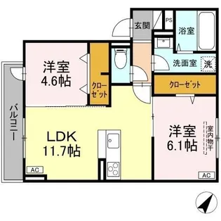 D-residence多治米東S【202号室】の間取り