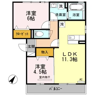 オッツ多治米【205号室】の間取り