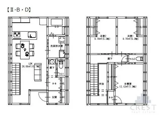広島県福山市南蔵王町4-1-34【テラスハウス】の間取り
