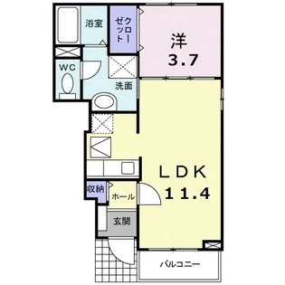 カーサ松風【103号室】の間取り