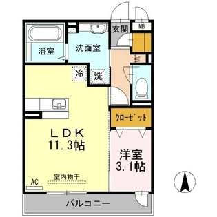 KRANE B棟【205号室】の間取り