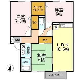 セジュール岡本 F棟【202号室】の間取り
