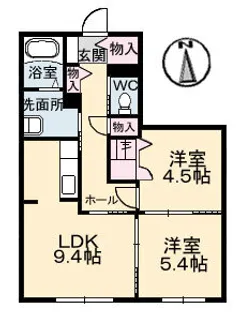 2LDKの間取り画像