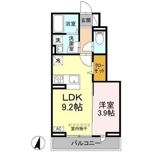 コンフォート W棟【102号室】の間取り