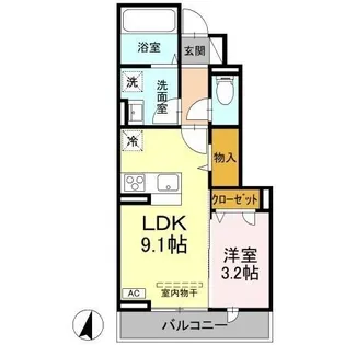 コンフォート E棟【102号室】の間取り