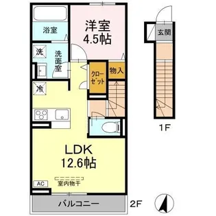 コンフォート E棟【202号室】の間取り