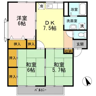 プレジール大前 A【202号室】の間取り