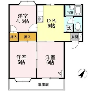 グランヴィル小畑B【102号室】の間取り