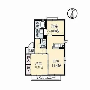 ハートフル南松永 C棟【101号室】の間取り