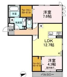 D-room紗都【301号室】の間取り