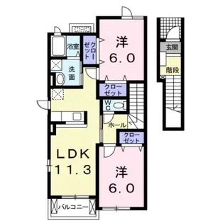 ヴィラ エレガントB【202号室】の間取り