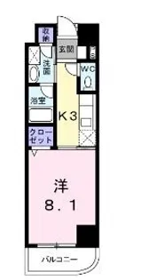 シューテル宝町【201号室】の間取り