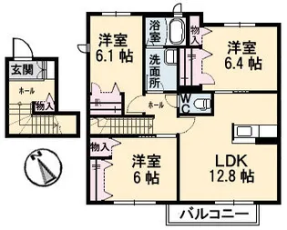 ヴィラロトス B棟【202号室】の間取り