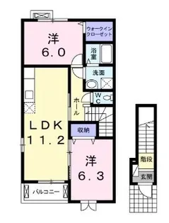 ラシュレ【201号室】の間取り