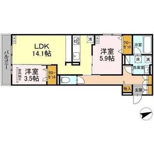 D-residence東手城【102号室】の間取り