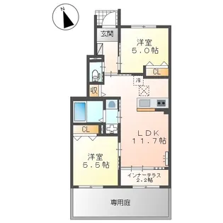 ハレカピリナ新涯【101号室】の間取り