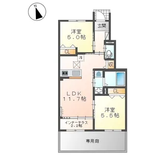 ハレカピリナ新涯【103号室】の間取り
