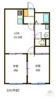 クレセント道三【202号室】の間取り