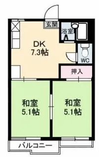 ハイネス田中Ⅱ A棟【103号室】の間取り
