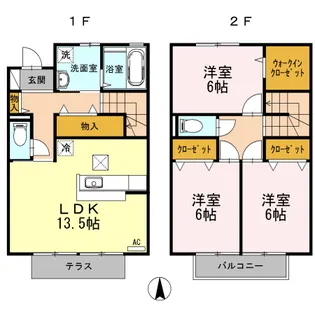 ファミーユ東手城 B棟【102号室】の間取り