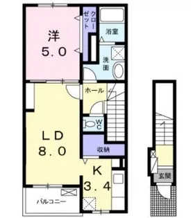 フルール ドゥ ロカイユ【202号室】の間取り