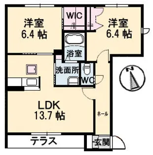 ヴィラロトス C棟【102号室】の間取り