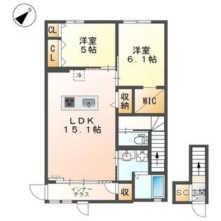 グランディール A【201号室】の間取り